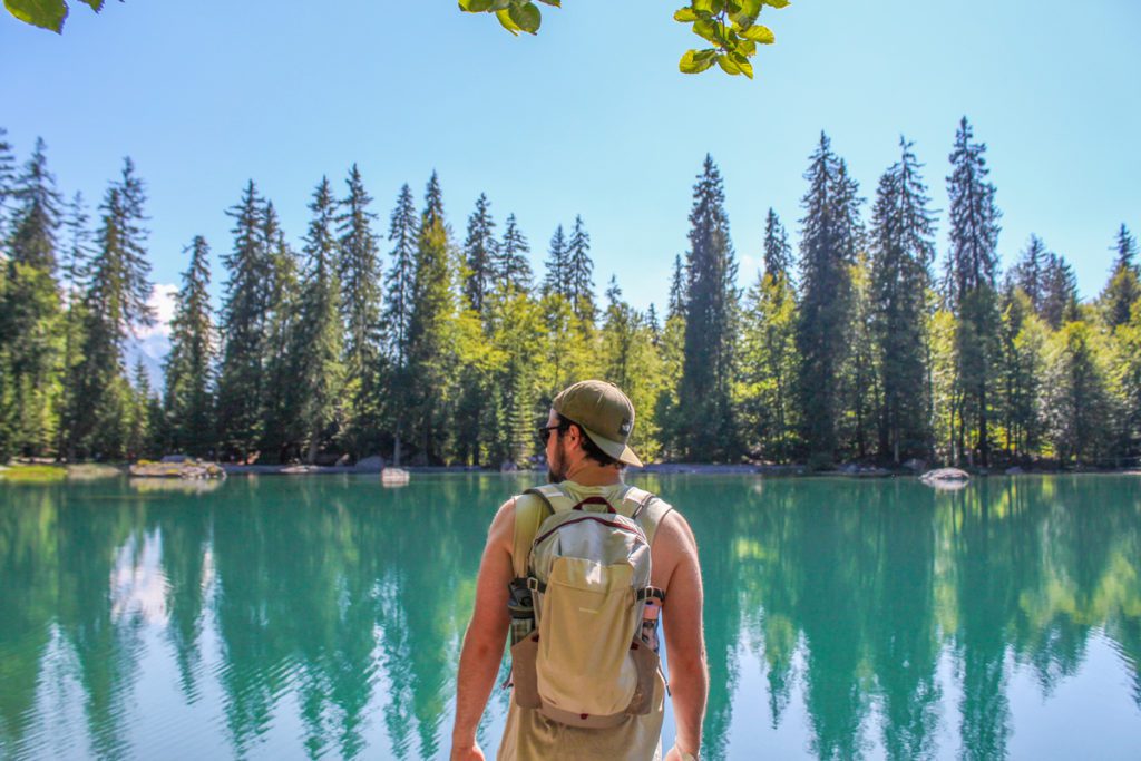 guy standing in front of lac vert