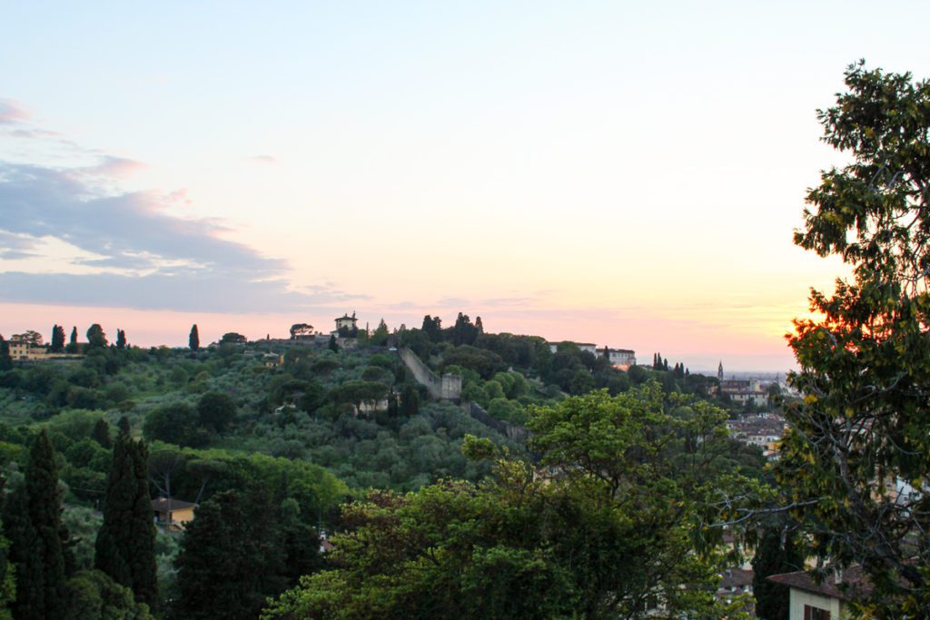 view of florence countryside at sunset